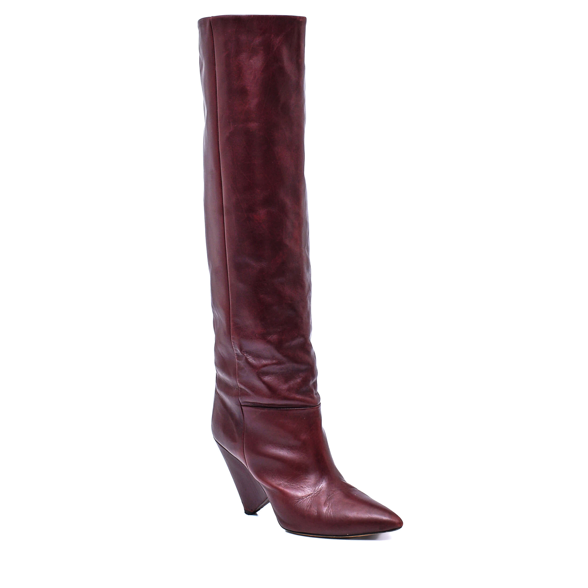 Isabel Marant - Burgundy Leather Lakita Knee Boots  / 38